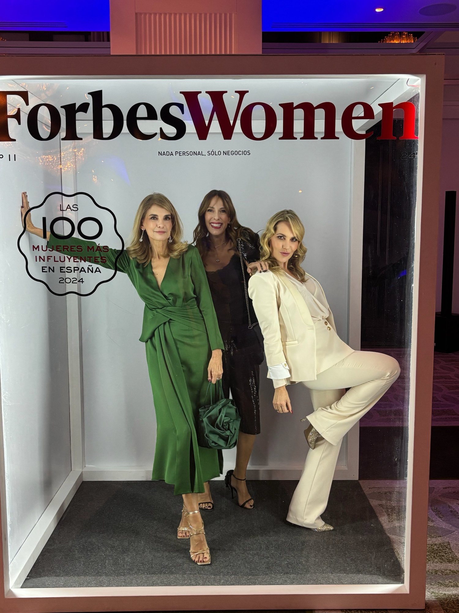 Margarita Santana Lorenzo with two guests on the Forbes Women cover, 2024 gala